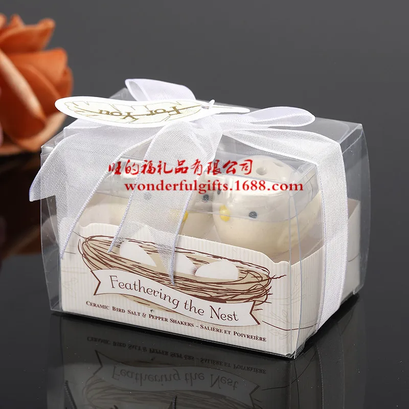 Bryllup fordel gave og gaver til gæsten--Udtynding Reden Keramisk Fugle Salt & Peber Shakers part souvenir-1sets/masse