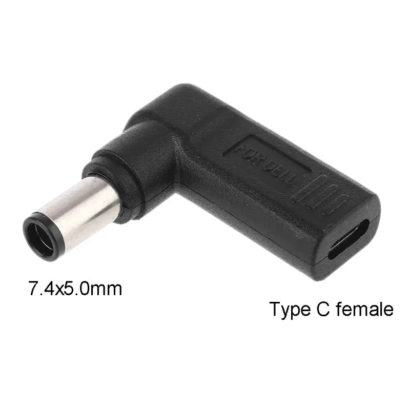 90 Graders USB-C-Type-C Female til 7.4x5.0 mm DC Male adapterstik til DELL Laptop 28GE