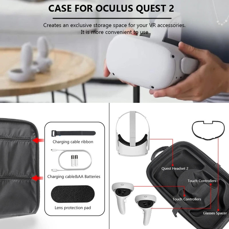 Transporterer Dækning af Beskyttende Etui, Max Tilfælde Taske til -Oculus Quest 2 VR Glas R9CB