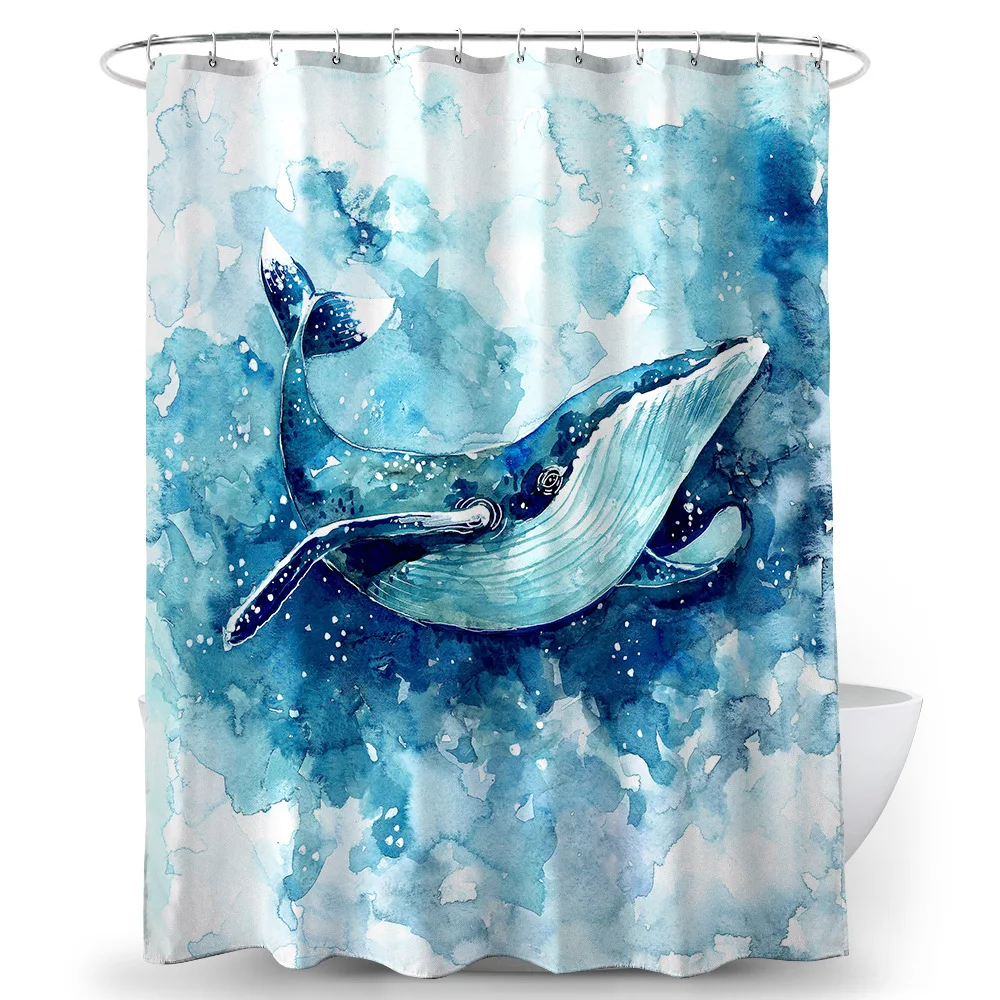 Magnetisk toilet partition gardin kreative 3D digital badeforhæng polyester, vandtæt udskrivning badeforhæng