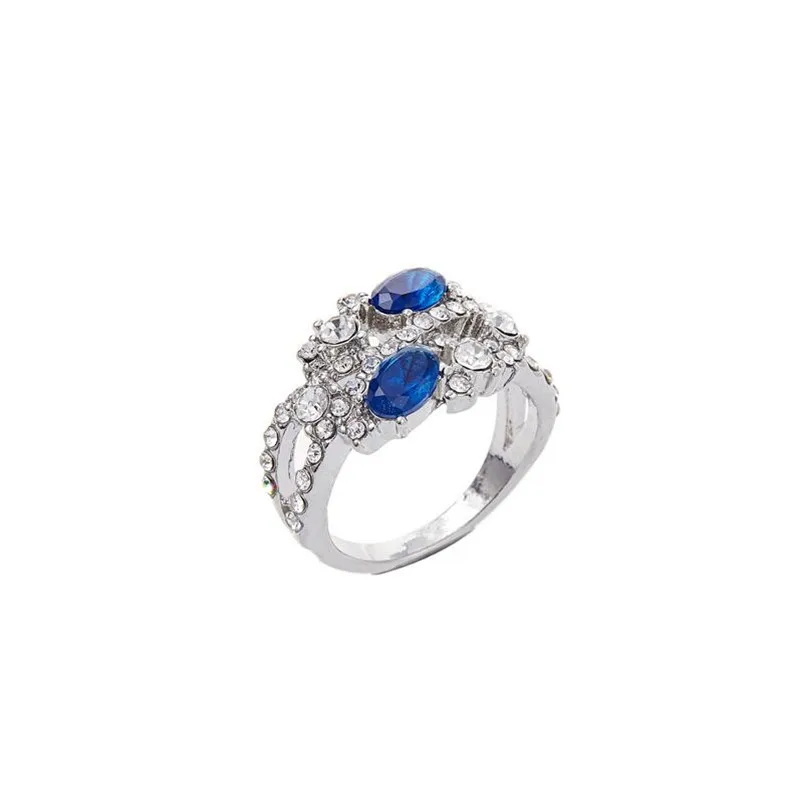 Udsøgte mode romantisk luksus blå zircon ring kvindelige mode temperament charme banket tilbehør Valentine ' s Day gave