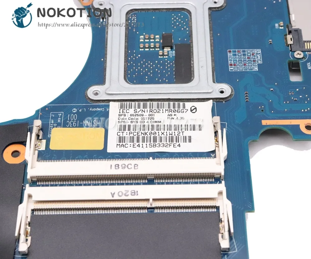 NOKOTION Til HP 8760W 8760P Laptop Bundkort 652509-001 652508-001 hovedyrelsen QM67 DDR3 med grafik slot