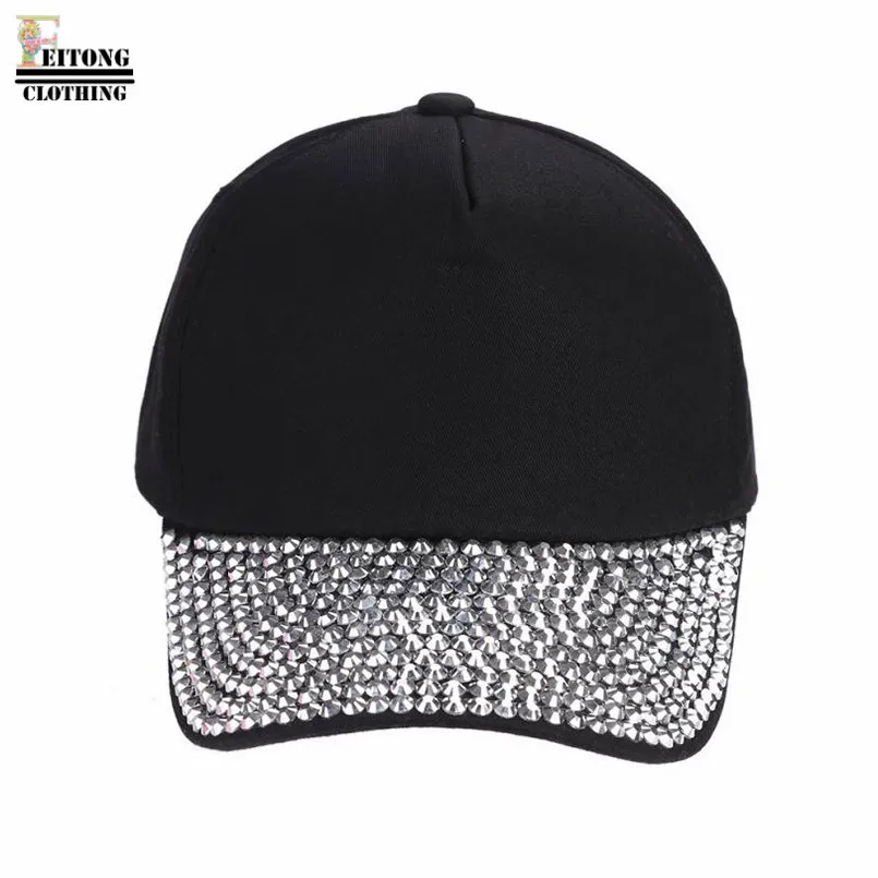 FEITONG Baseball caps 2018 mode af høj kvalitet, Solid hat Til mænd, kvinder justerbar bomuld cap rhinestone cap hat