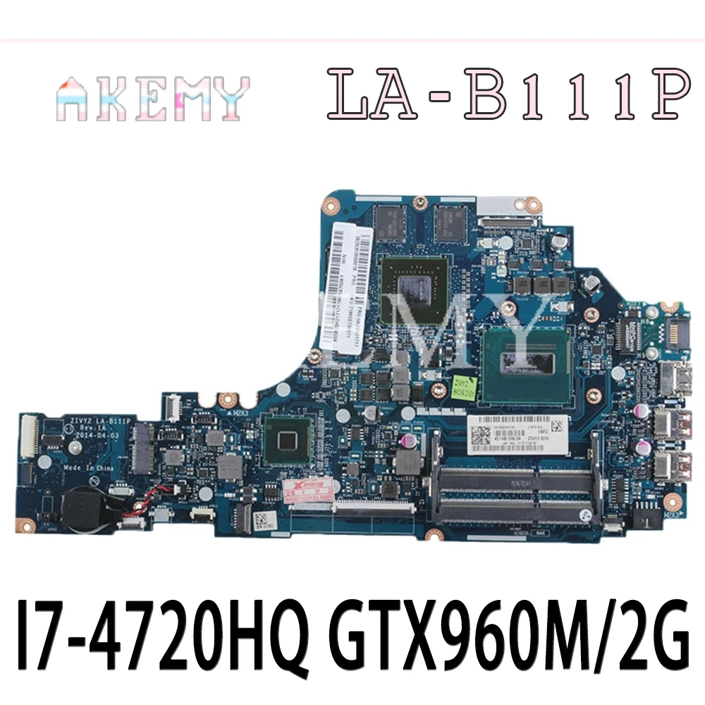 SAMXINNO For Lenovo-Y50-70 Y50P Y50 LA-B111P laptop Bundkort ZIVY2 LA-B111P Bundkort med I7-4720HQ GTX960M/2G