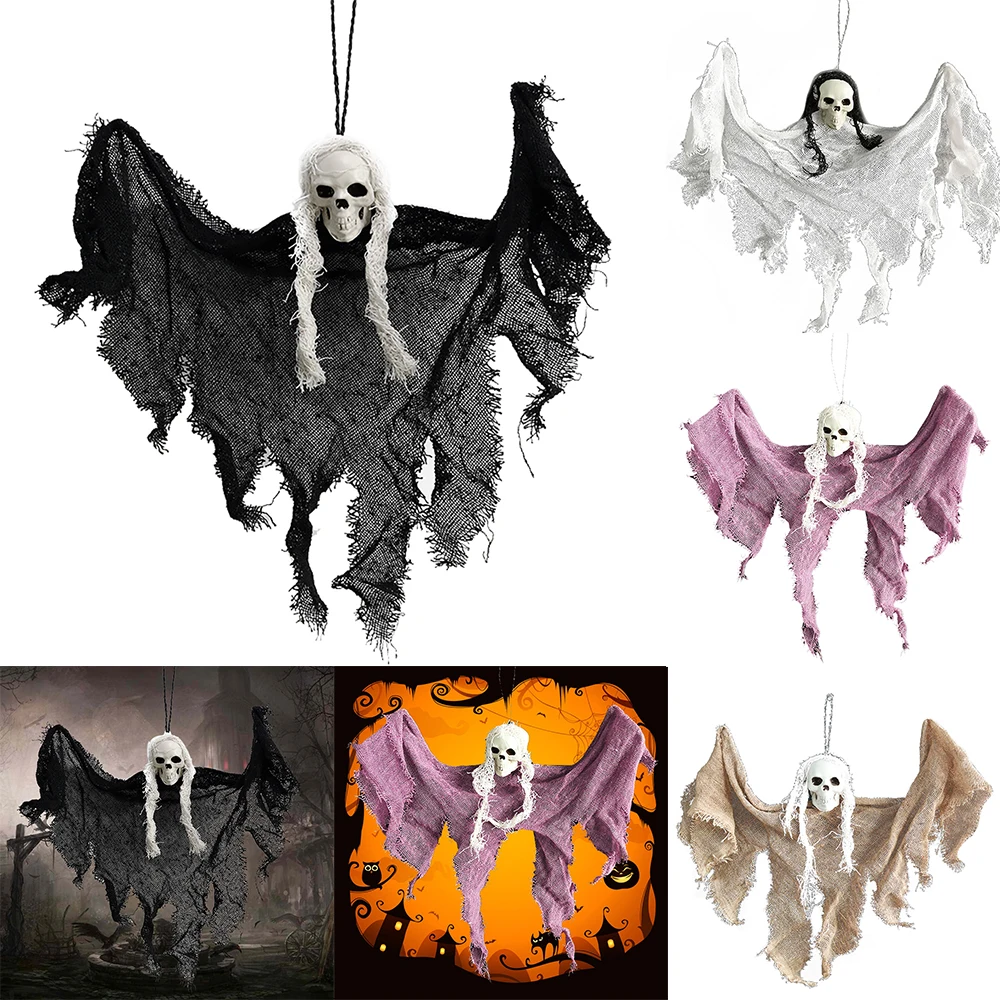 Halloween Skræmmende Uhyggelig Hængende Kraniet Skelet Dekoration Til Hjemmet Bar Halloween Haunted House Rekvisitter Festartikler