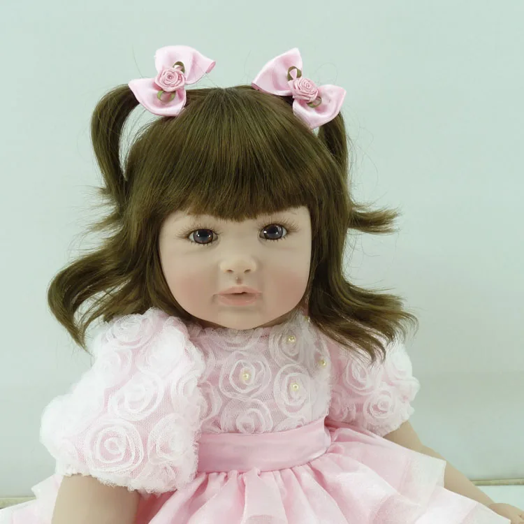 Nye 60CM Blød Silikone Reborn Baby Dolls Adora Bebe Genfødt Menina I lyserød Kjole Realistisk Babyer Legetøj Piger Brinquedo