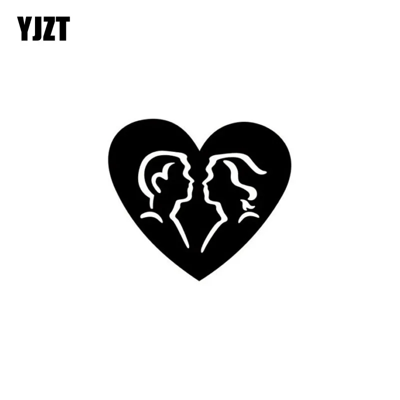 YJZT 14.2 CM*12,5 CM Hjertet Ansigt Vinyl Decal Bil Sticker Sort/Sølv C3-0470