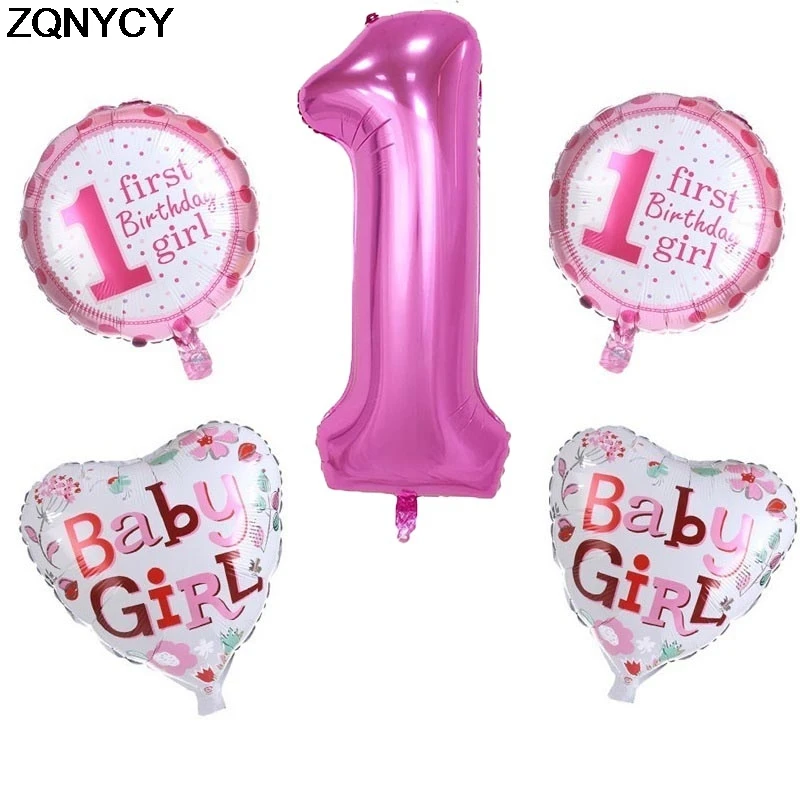 Baby 1st Fødselsdag Balloner Pink Blå Antal Folie Balloner Baby Brusebad Pige Dreng Fødselsdag Dekoration Børn festartikler