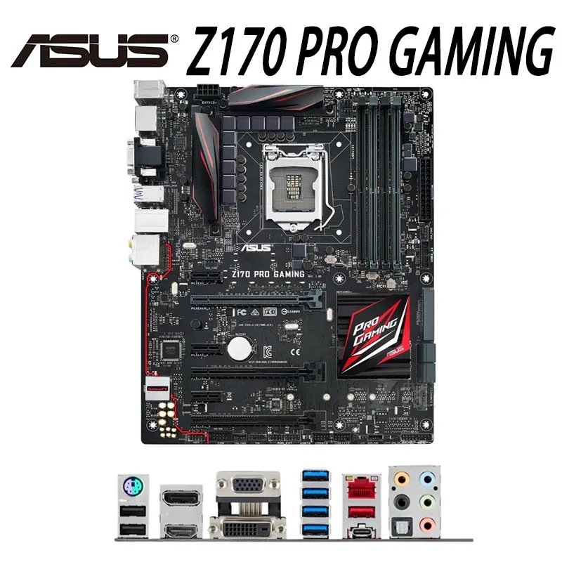 Asus Z170 PRO GAMING + CPU i5 6600K Bundkort Sæt 3,5 GHz 3.9 GHz Fire Kerner DDR4 PCI-E 3.0 M. 2 Z170 Placa-Mae 1151 Brugt