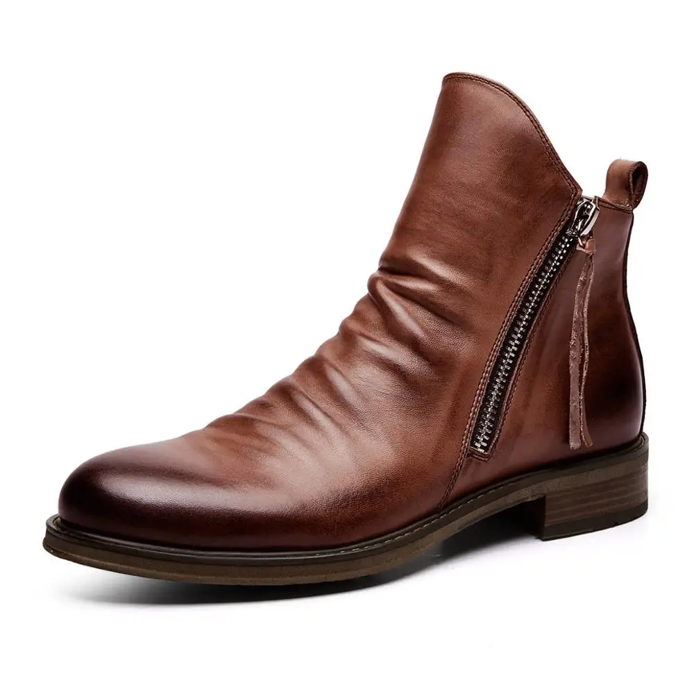 Original læder støvler mænd 2020 efteråret sko mænds læder casual støvler mænd afslappet, non-slip lace-up støvler arbejde støvler