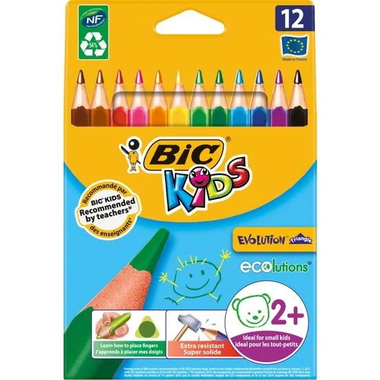 Original Bic Kids Evolution Trekant Jumbo Tør Maling Pen 12 ' Li Box