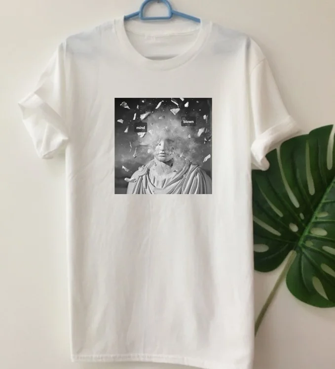 HAHAYULE-JBH Sind Blæst Sjove Kunst Skulptur Print T-Shirt til Kvinder kortærmet Street Style Mode Tøj Tee Toppe