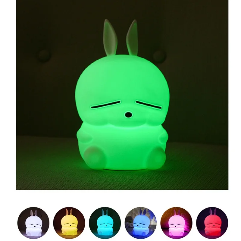 LED Bunny Silikone Nat Lys Kanin-Lampe USB-Opladning Dyr Tegnefilm Belysning Dæmpes For Børn Baby Gif Soveværelse