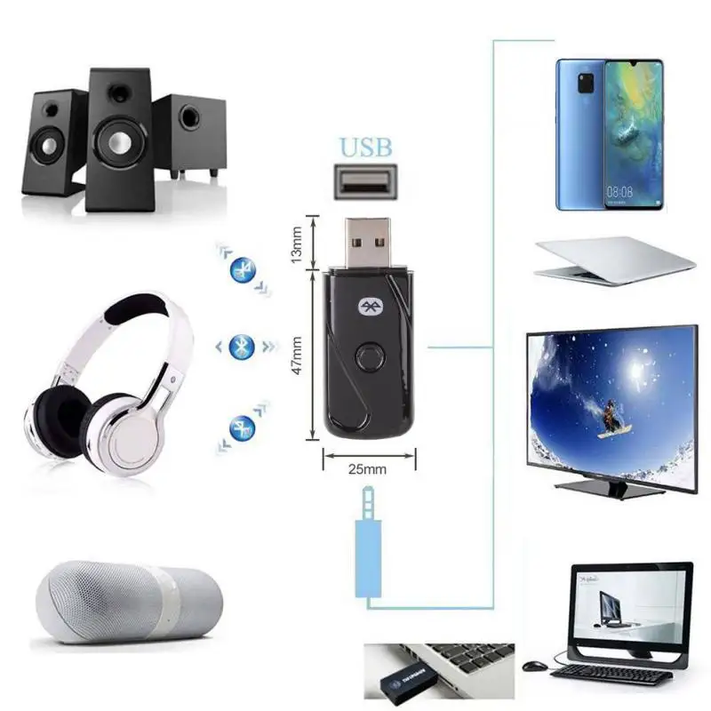 Wireless USB Bluetooth-4.2 Sender Adapter Audio Music Stereo-Dongle, Modtager Til Windows XP/Vista / 7/8 /10 Mac Os