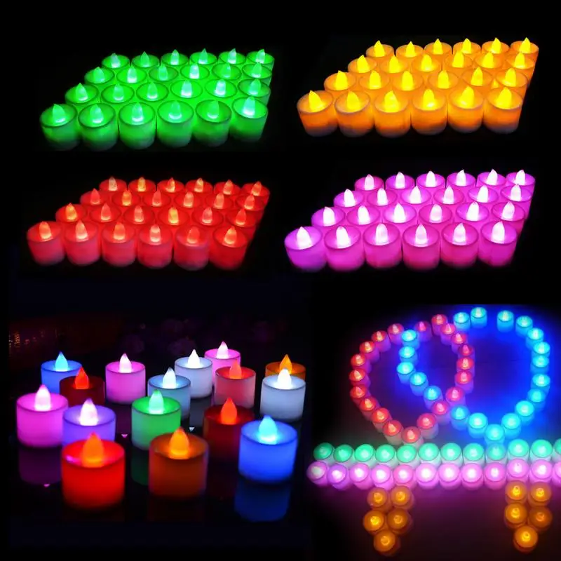 1stk Kreative LED Candle Multifarvet Lampe Simulering Farve Flamme Te Lys Hjem Bryllup Fødselsdag Dekoration Drop Shipping