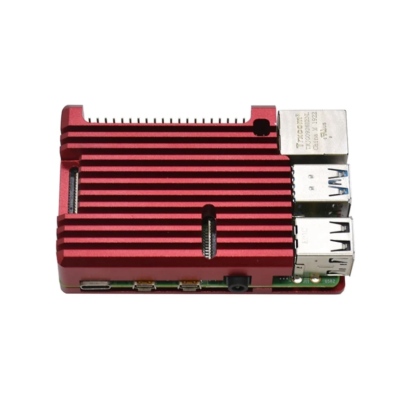 Aluminium Legering Beskyttende Sag CNC Kabinet Metal Shell Passer til Raspberry Pi 4(Rød)