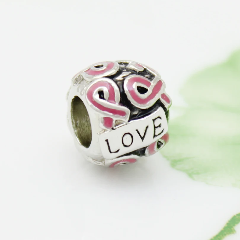Pink Ribbon Brystkræft Europæiske Runde Perler DIY Smykker Klassiske Pop Amulet Passer til Pandora Armbånd Women ' s DIY Smykker