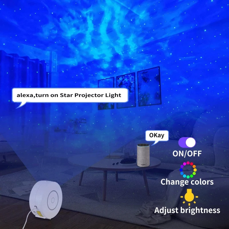 Tuya Smart Star Projektor WiFi Laser Led Nat Lys Farverige APP Trådløse Kontrol Alexa Google Startside Lampe Være Nat Kollegieværelse