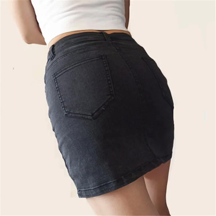 Lille split kort denim nederdel sommeren kvindelige 2020 ny nederdel A-line nederdel med høj talje slank anti-blænding pakke hip nederdel