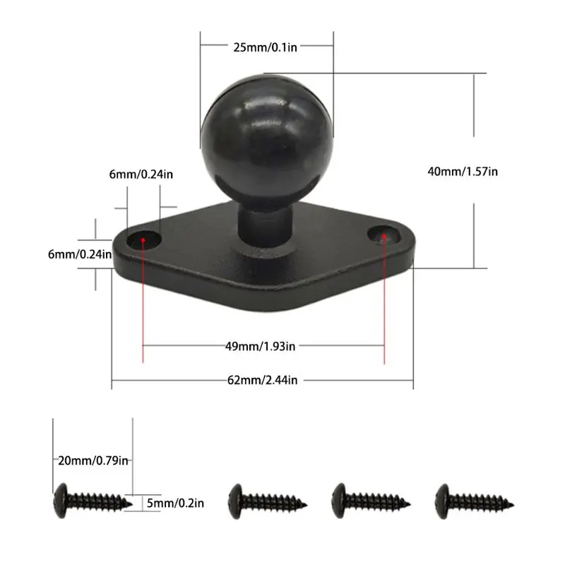 Bil Vindue Twist Lock Dual sugekop Base med 1 Inch Ball Head Mount Holder til Kamera, Smartphone, Mobiltelefon