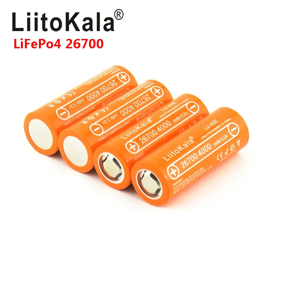 LiitoKala Lii-40E 3.2 V 26700 genopladelige LiFePO4 batteri 4000mah lithium celle til 24V, e-bike magt HID solar light 26650