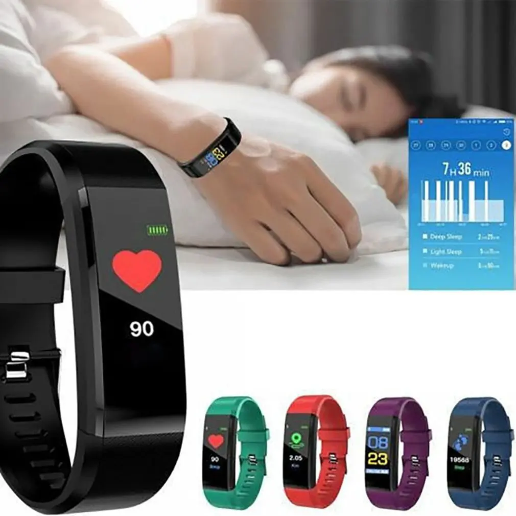 115PLUS sport fitness skridttæller, farve tv med smart armbånd blodtryk armbånd smart armbånd til mænd damer ur