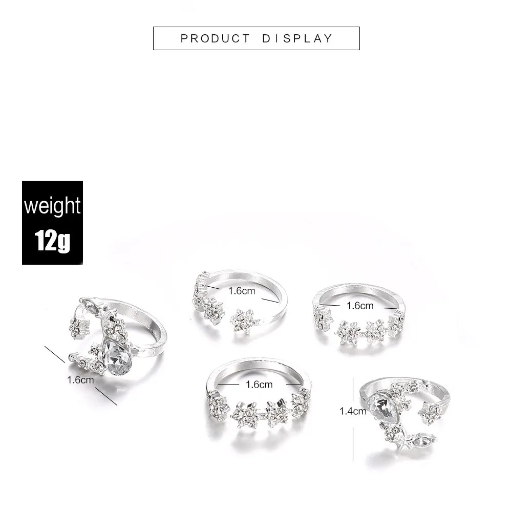 Top Kvalitet Silver 5 stykker Twist af Klassisk Cubic Zirconia Ring til Kvinde, Pige Østrigske Krystaller Gave Ringe 533