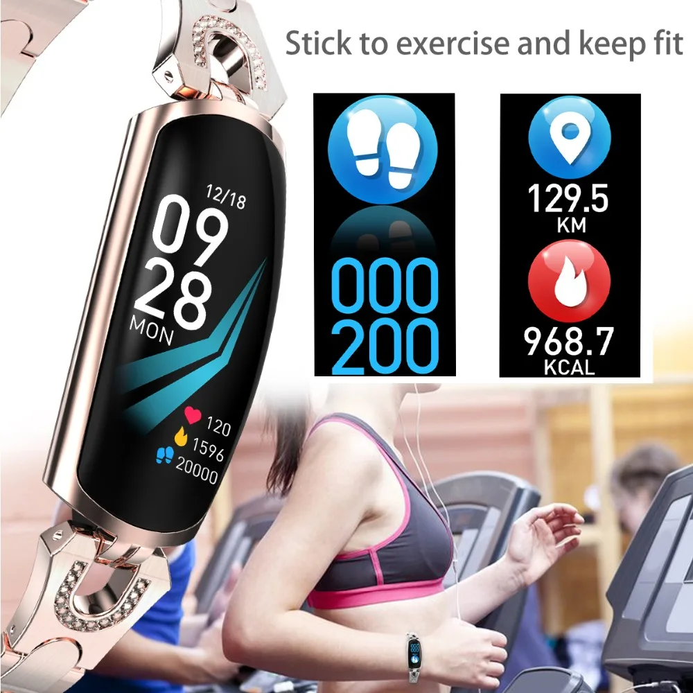Kvinder Girls Fashion Armbånd Puls Tracker Bluetooth Smart Ur Sports Fitness Tracker Armbånd Til Smartphones