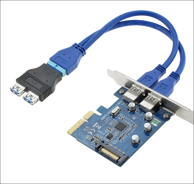 Dobbelt 2-Port USB3.0 USB 3.0 EN Mandlig Bundkort Bundkort 20Pin Kabel-Adapter, 19-Pin USB forlængerkabel 25 cm 0,25 m