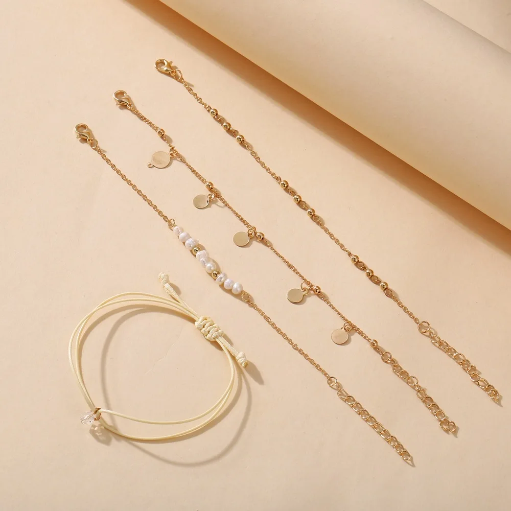 Mode Pearl Perler Armbånd 4Pes Kreative Retro, Minimalistisk Sæt, Armbånd til Kvinder, Luksus Smykker Armbånd til Kvinder Pulseras