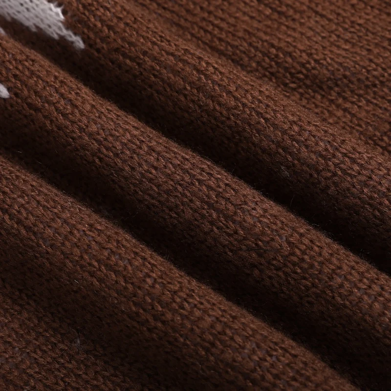 Geometrisk Mønster Løs Stå Krave Pullover Britisk Stil Vintage Strikket Sweater