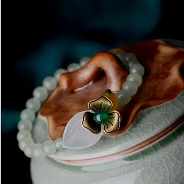 Udsøgt oprindelige div serie af ren manuel vævning hånd hvide perler match blade og blomster stil armbånd charme kvindelige stil