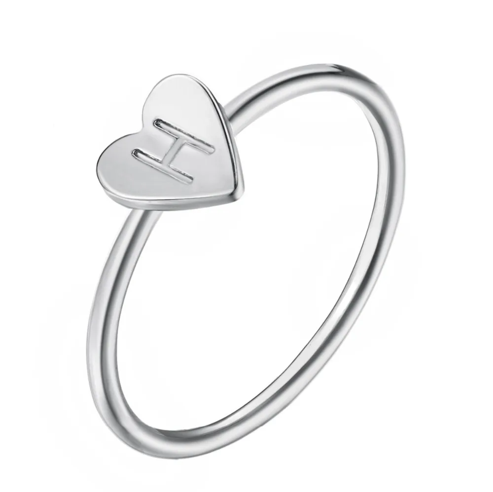 1 STK Enkel Guld Sølv Farve Hjertet A-Z Brev Ring For Kvinder Elsker Stemplet Minimalistisk Indledende Ringe til Kvinder, Oprindelige Smykker