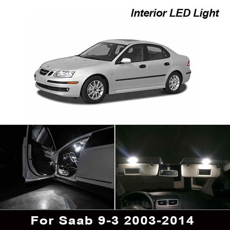 13pcs Canbus Hvide LED-Pærer Interiør Kit For Saab 9-3 2003-Kort handskerummet Bagagerum Fragt Licens Lampe 12V Bil Lys