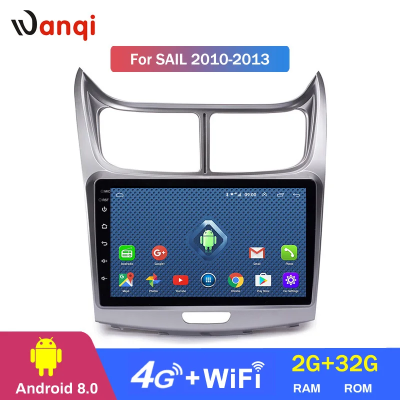 Wanqi 8.0 2+32G 9 Tommer 3G 4G WIFI Bil Dvd-Gps-Afspiller til Chevrolet Sejle 2010-2013 indbygget Radio Video gps Bt støtte SWC RDS