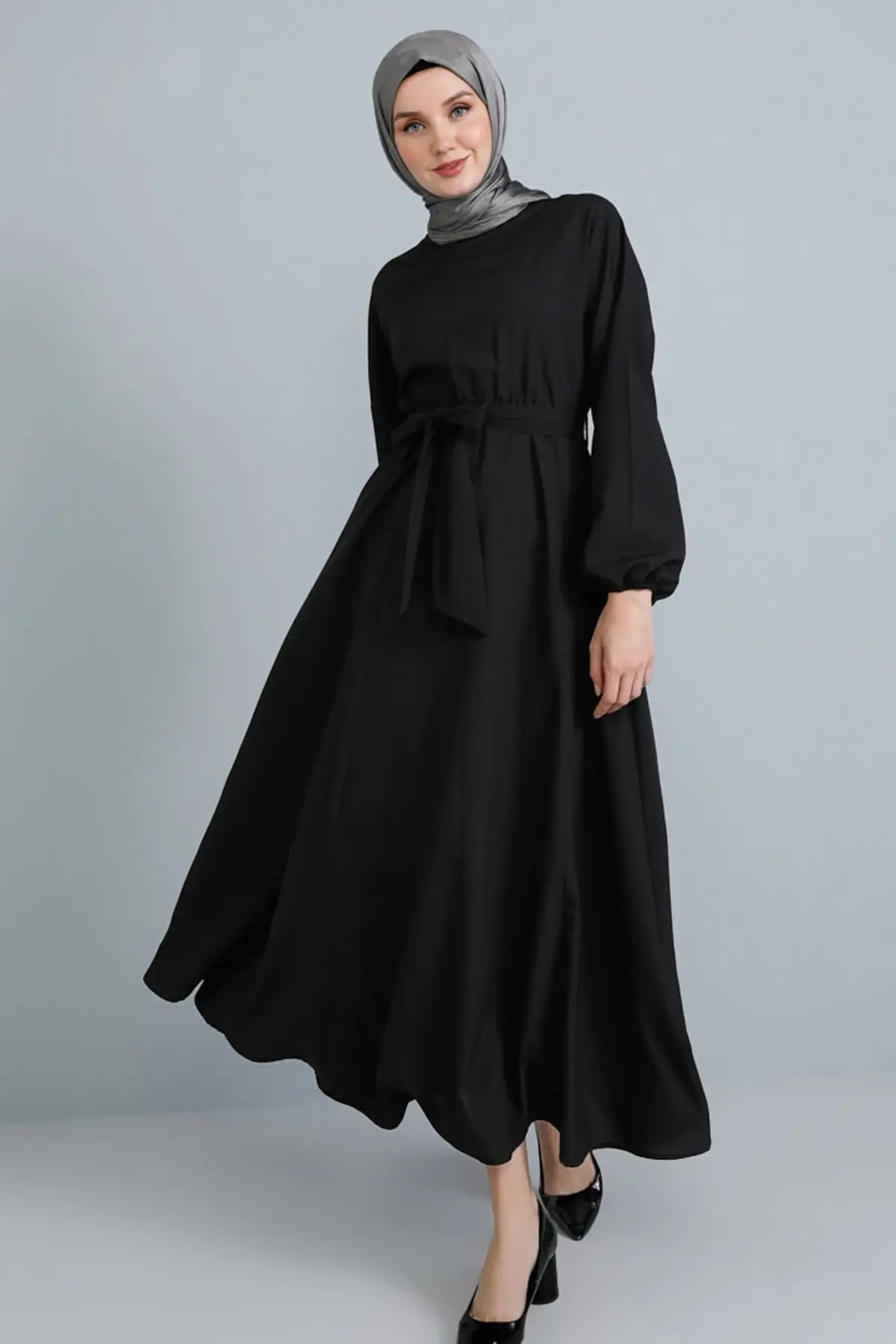 Kvinder med Lange Ærmer Kjole elastisk talje Mønster stor størrelse bomuld Hijab abaya Muslimske Mode 2021 Vinter Sommer Tyrkiet Casual Wear