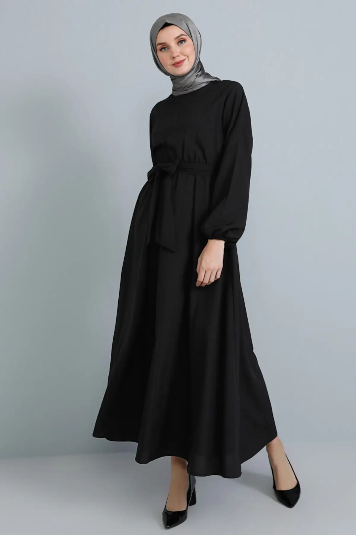 Kvinder med Lange Ærmer Kjole elastisk talje Mønster stor størrelse bomuld Hijab abaya Muslimske Mode 2021 Vinter Sommer Tyrkiet Casual Wear