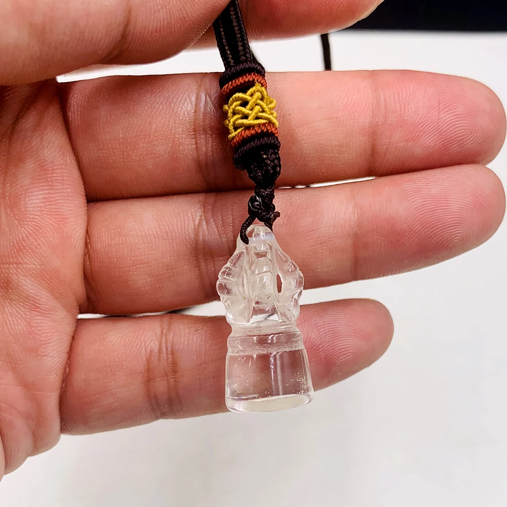 Naturlig klar krystal Jingang chu vedhæng med hvid kvarts sten healing gemstone Divination spirituel meditation Smykker Halskæde