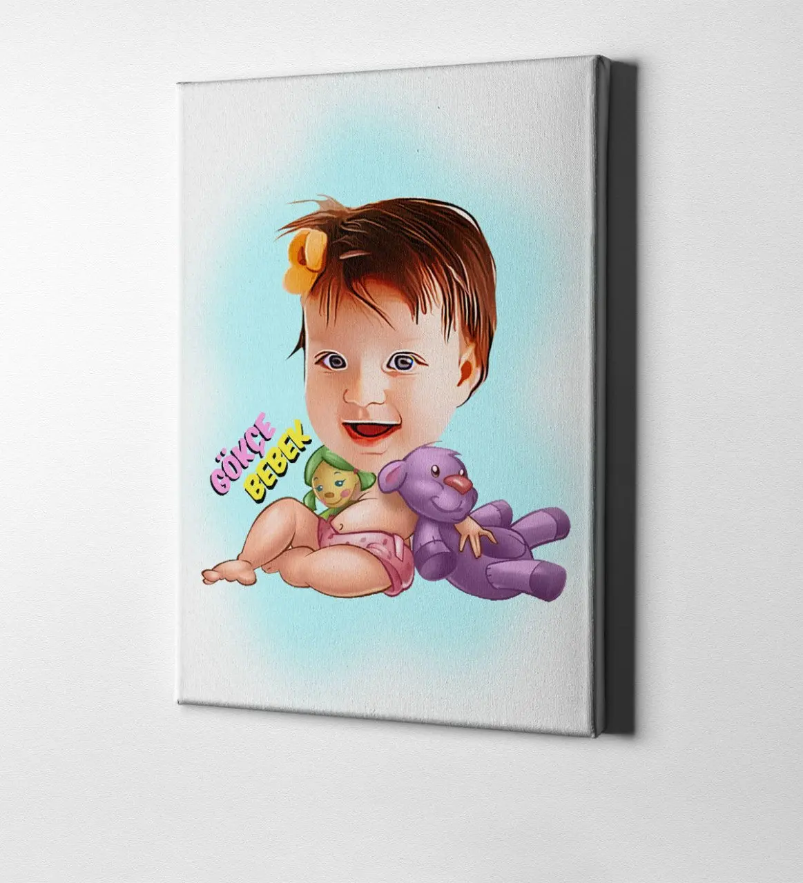 Personlig Baby Tegnefilm Lærred Print (50x70 cm.) 4 Særlige Design Souvenir Smukke Minder Ven Hustru Elskere Gave