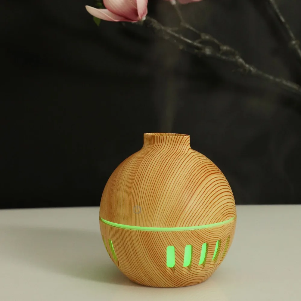 USB-Træ, Korn Luft Luftfugter Mini Ultralyd Aromaterapi Æteriske Olie Diffuser Tåge Maker Med Farverige Nat Lampe Til Kontor