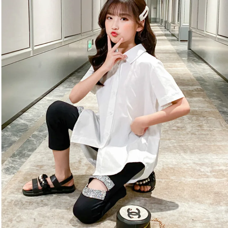 2020 Sommeren Nye Piger Personlighed Åbning Bukser koreansk Stil Teenage Piger Kalv-længde Bukser Mode Patchwork Bukser #8901