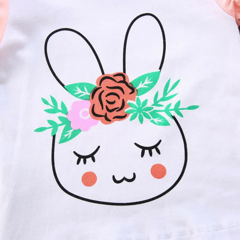 Gratis forsendelse Kids Baby Pige Barn Påske Bunny Kanin Kostume Party Toppe Nederdel Outfit Sæt
