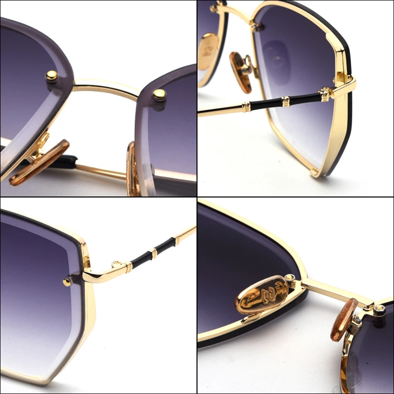 Mimiyou Legering Polygon Wrap Solbriller Kvinder High-Grade Sol Briller Luksuriøse Vintage Mode Kvindelige Briller Nuancer oculos