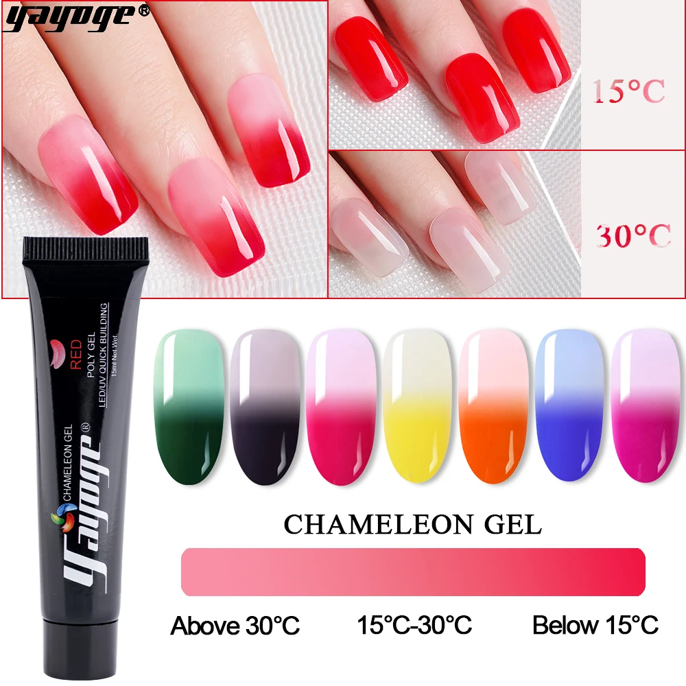 Rabat Yayoge nail gel, 15 ml temperaturen skifter farve akryl poly nail gel builder gel langvarig kamæleon af negle forlængelse < Negle Art & Værktøjer > Daglibrugsen-gudbjerg.dk