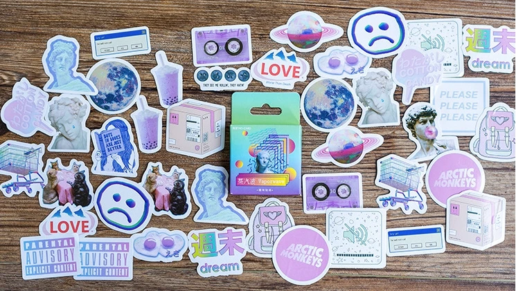 Farverige damp dekorative sticker(1pack=46pieces)