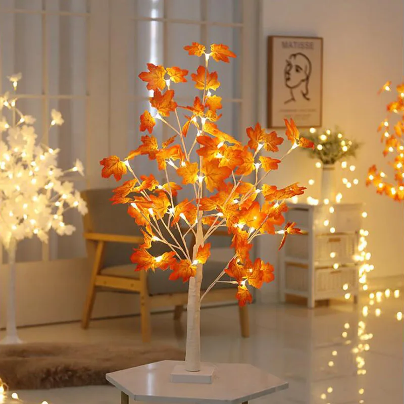 Rød Ahorn Blade Ferie Lampe LED String Lys Batteri Efteråret Trappe Have Led Lys Christmas Tree Dekoration Belysning