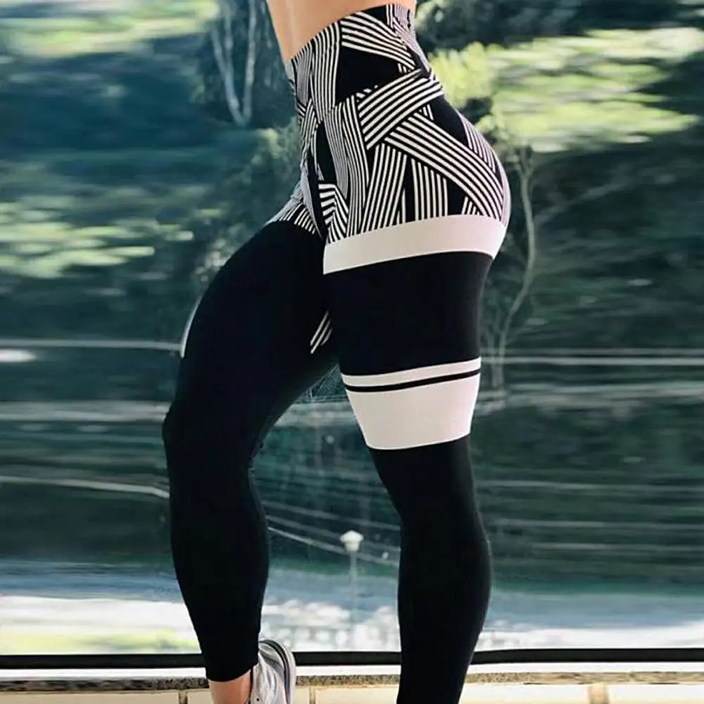 2021 Kvinder Leggings Digital Stribe Print Bukser Trænings-Og Motionscenter Leggins Kører Mesh Leggins Problemfri Træning Femme Bukser Med Høj Talje