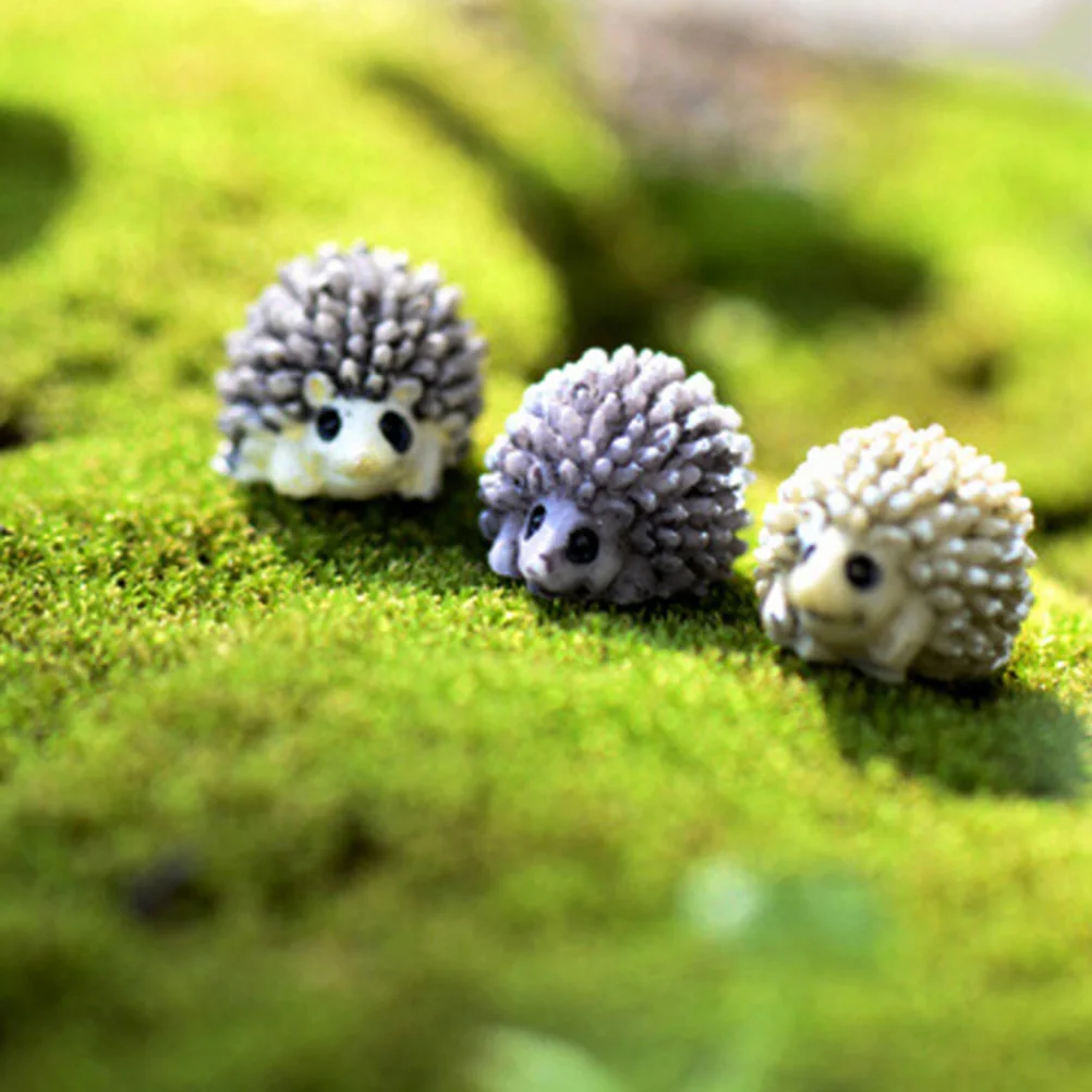 NYE Hot Salg Mini Miniature Dyr Små Pindsvin Micro Landskab Dukkehus Harpiks Udsmykning Diy Haven Ornament Farve Tilfældige 6 Stk