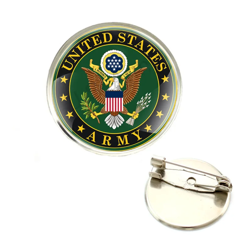 Klassiske Amerikanske Hær Symbol Broche Badge Facetslebet Glas Kuppel Til Taske Tøj Dekoration Pins
