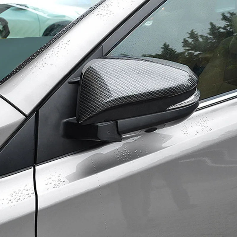 Bil Carbon Fiber bakspejlet Frame Cover Beskyttelse til Toyota RAV4-2018